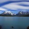 ペオエ湖からのパイネ山群　　チリ　パタゴニア